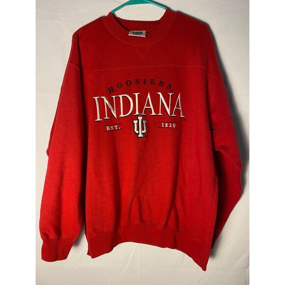 Y2K Lee Sport Indiana Hoosiers Embroidered Red Crewneck Sweater Women's Large - Picture 1 of 2